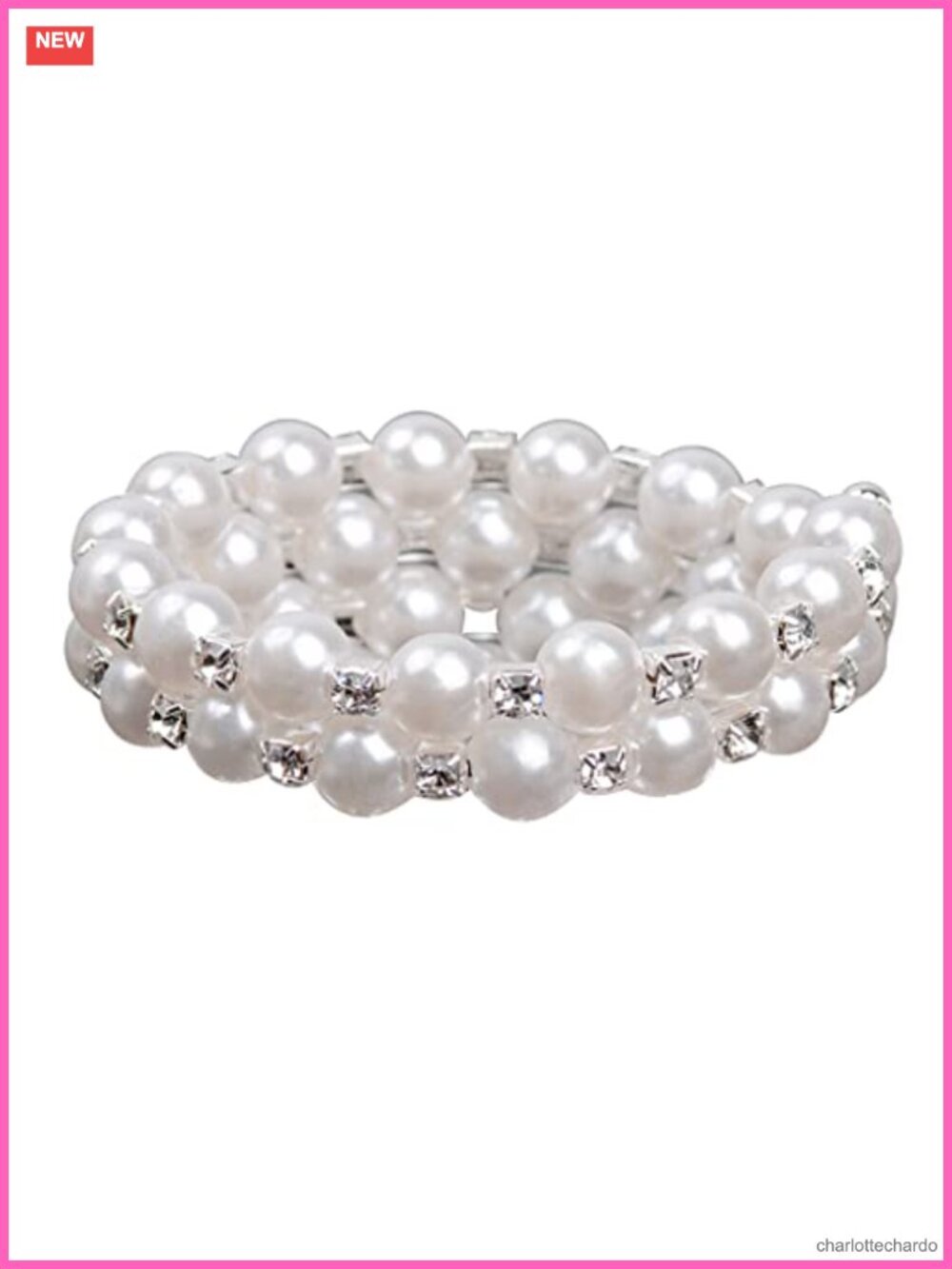 Simulated Pearl Stretch Bracelet Set Elastic Stackable Bangle Wedding Party